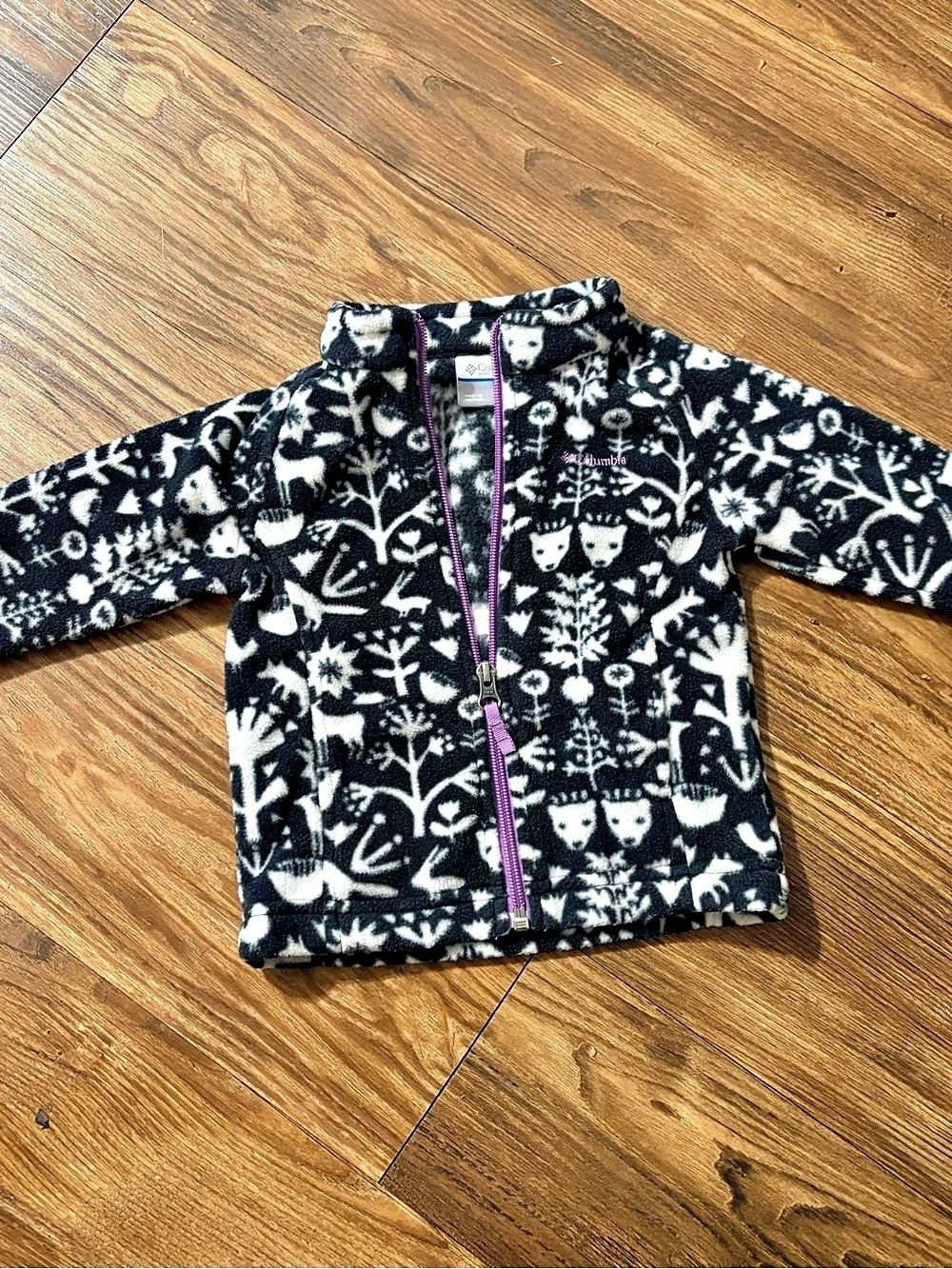 Columbia Infant Zing III Printed Fleece Jacket Black & White Baby 12-18 Months